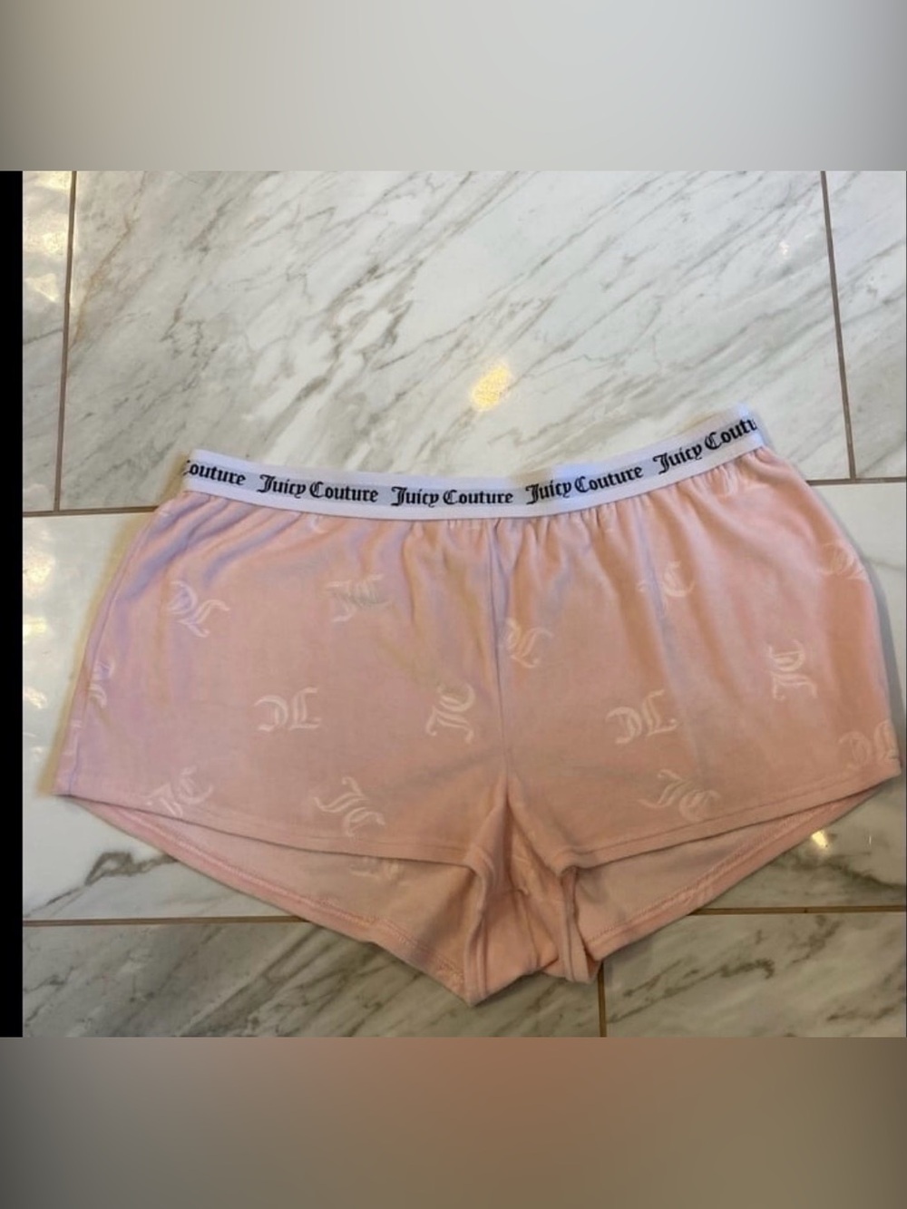 Juicy Couture Light Pink Velour Logo Shorts XL Y2K Loungewear